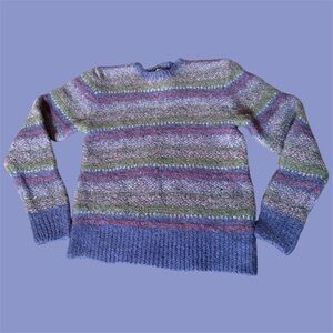 Boston Traders Vintage Multicolor Striped Crewneck Pure Wool Sweater